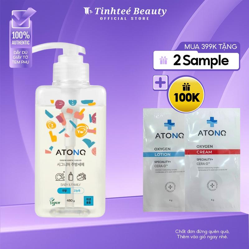 [MUA 399K TẶNG 2 QUÀ] Nước rửa bình sữa & chén bát Atono2 đậm đặc thuần chay, có thể rửa được rau củ quả 480g Làm Sạch