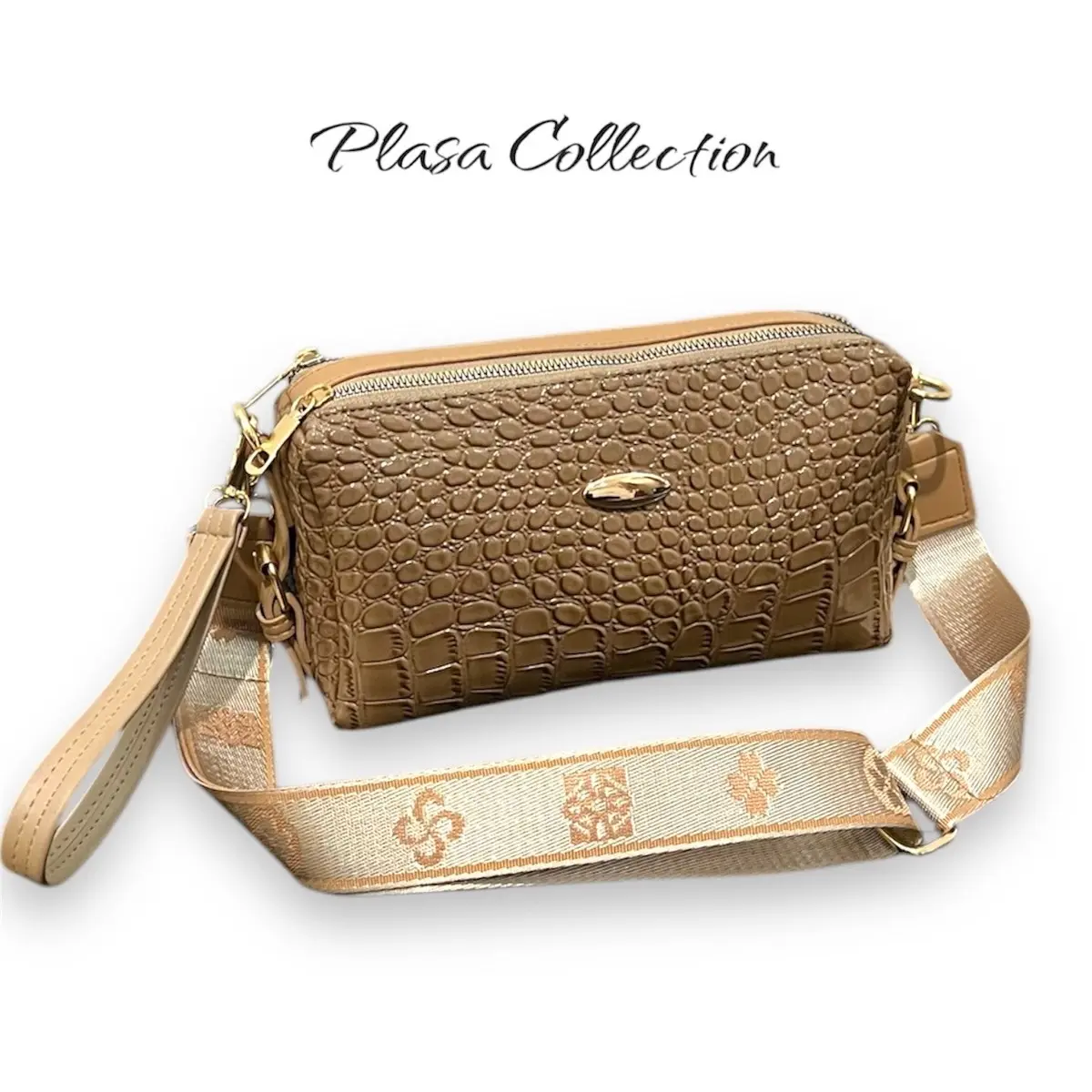 Tas Selempang Wanita Handbag 2 Ruang Croco Glosy [Plasa.Collection] Kode ARFELLA