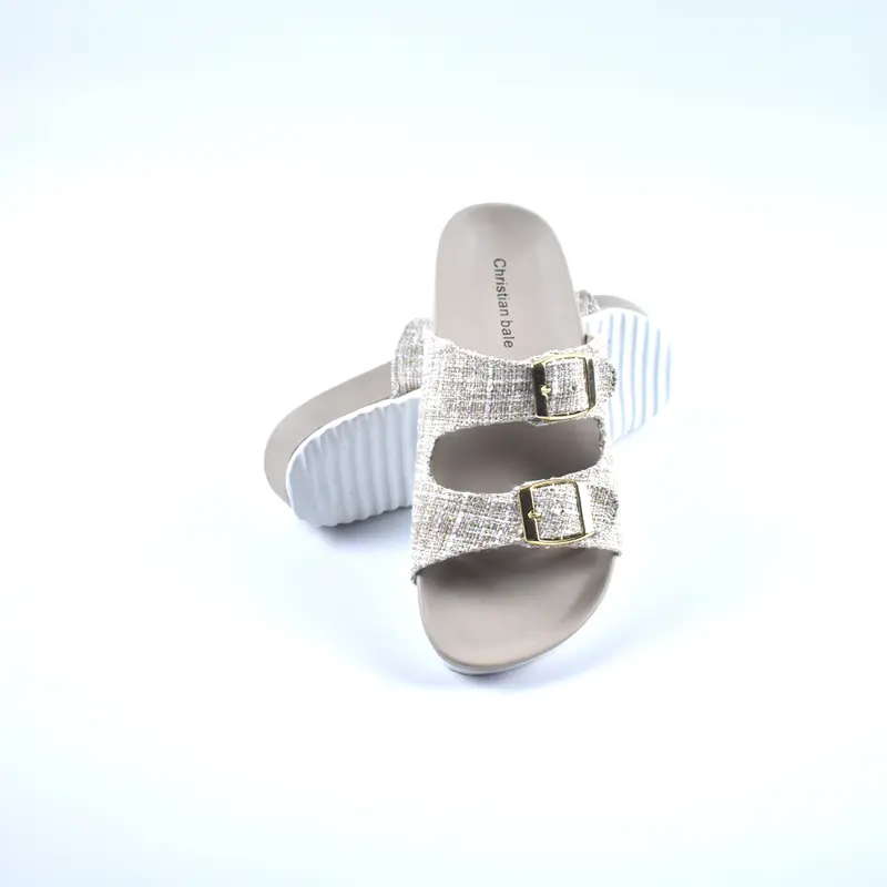 Christian Bale LILY Sandal Wanita Elegan Sendal Flat Kasual Cewek Gesper Canvas Terbaru Perempuan sandal  terbaru flat  sandal 7