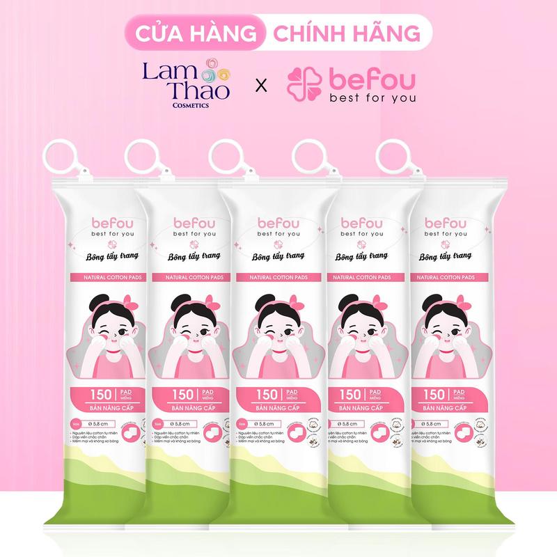 Combo 5 Bịch Bông Tẩy Trang Befou 150 Miếng -Phiên Bản Mới