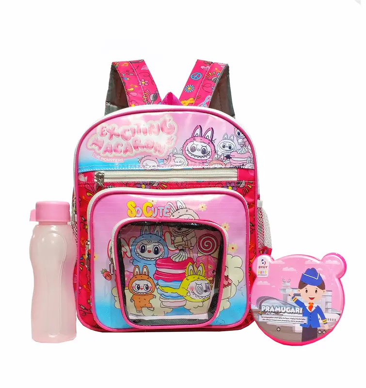 Tas Ransel Anak Perempuan PAUD-TK Karakter LABUBU MACARON TERBARU!! // M1044 Tas Sekolah Anak FREE Tempat Makan+Botol Minum 300ml// Fashion Kids // BISA COD!! 2