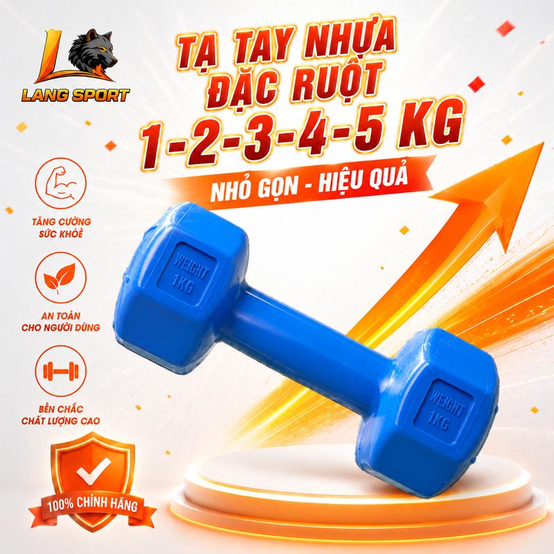TẠ TAY 1KG đến 5KG ĐẶC RUỘT XI MĂNG CHÍNH HÃNG - LANG SPORT