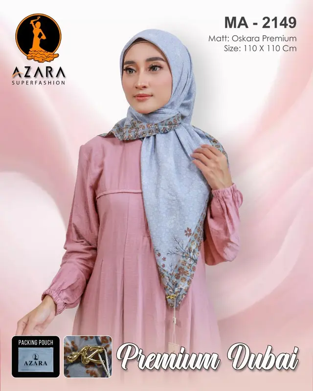 AZARA - Khusus Seragaman - Jilbab Segi Empat Oskara Motif Seragaman 110x110cm LC Logo Metal Voal 6