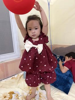 Product Review of [Havykids] Set Bộ Đỏ Đô Dáng Bí Đính Nơ Trắng Chất Đũi Hàn Cho Bé Gái from T**o K**u 🇻**🇼 0