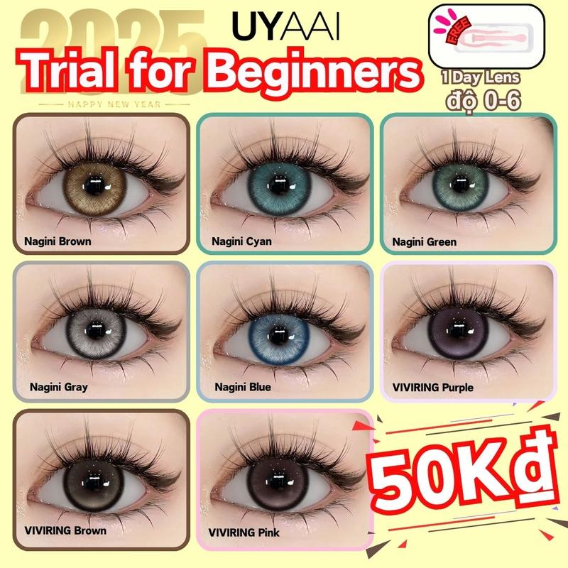 UYAAI Trial for Beginers: 1 Day Lens độ0-6 DIA 14,2mm-14,5mm Kính Áp Tròng 1 Ngày Lens Màu Tự Nhiên Mềm Mại Và Nhẹ Nhàng Dễ Đeo Mắt Thoải Mái Hơn Hàng Mới Về