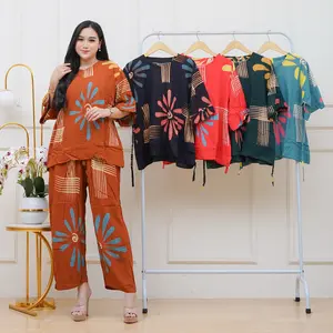 One Set Wanita LD 120 Setelan Lukis Jumbo Celana Panjang Rayon Premium Adem