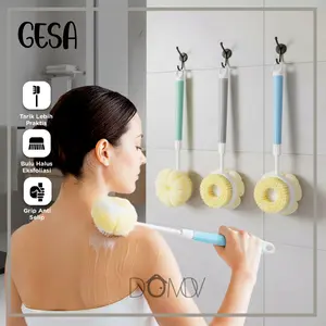 Domov GESA Sikat Mandi Bulu Spons 2 IN 1 Shower Puff Panjang Pendek Adjustable Halus Lembut