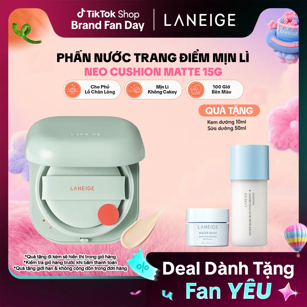 Phấn nước trang điểm siêu nhẹ che phủ khuyến điểm mịn lì LANEIGE NEO Cushion Matte 15g Mỹ Phẩm Cosmetic Nữ