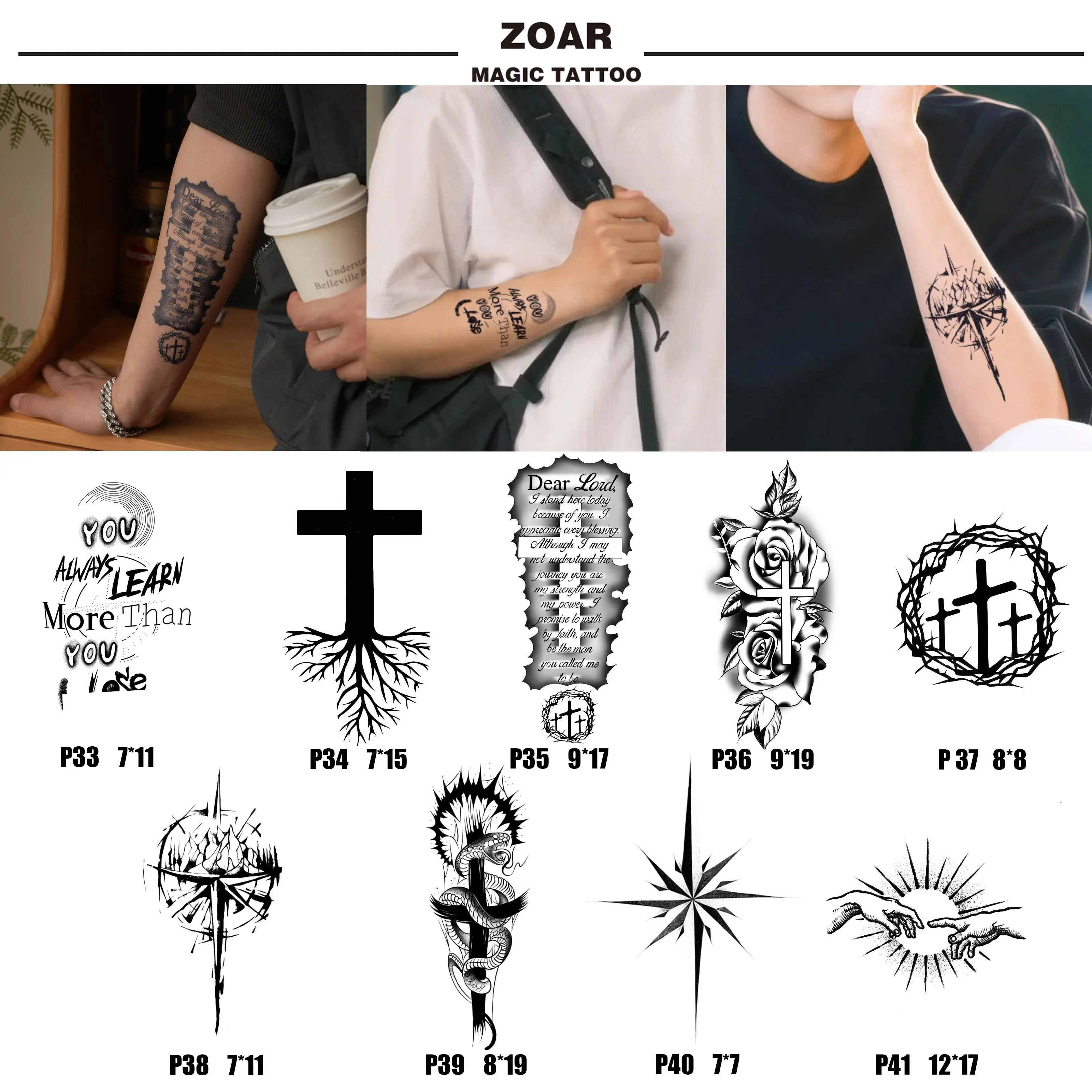 Temporary tattoo sticker ZOAR-80 Long-lasting tattoo adhesive art decoration for men and women.