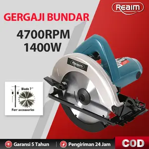 REAIM Circular Saw 7.5 inch Gergaji Multifungsi Circular Saw 1400W Mesin Gergaji Mesin Potong