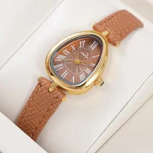 4319-Desain Casing Jam Berbentuk Tetesan Air Inovatif Dengan Tali Kulit Dan Tampilan Angka Romawi Unik Menampilkan Kepribadian Berbeda