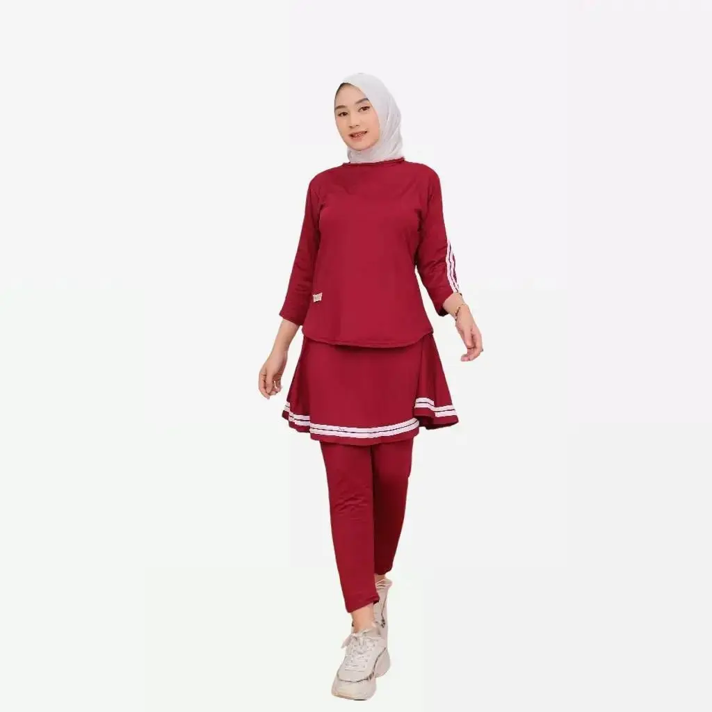One Set 3in1  Muslim Zumba Yoga Tenis Bersepeda Olahraga - Setelan Rok Legging-setelan renang