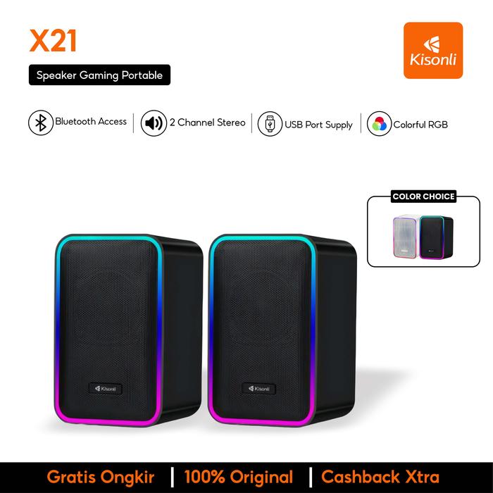Promo KISONLI X21 SPEAKER 2 CHANNEL WITH RGB LED LIGHT SPEAKER PC ...