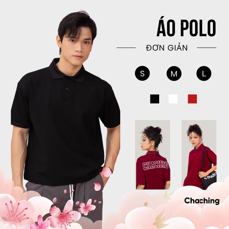 Áo Polo Unisex Thêu Nổi Logo ChaChing Áo Polo Nam Nữ Form Boxy Chất Liệu PC Gen Cao Cấp Dày Dặn Mang Lại Cảm Giác Thoáng Mát Thoải Mái