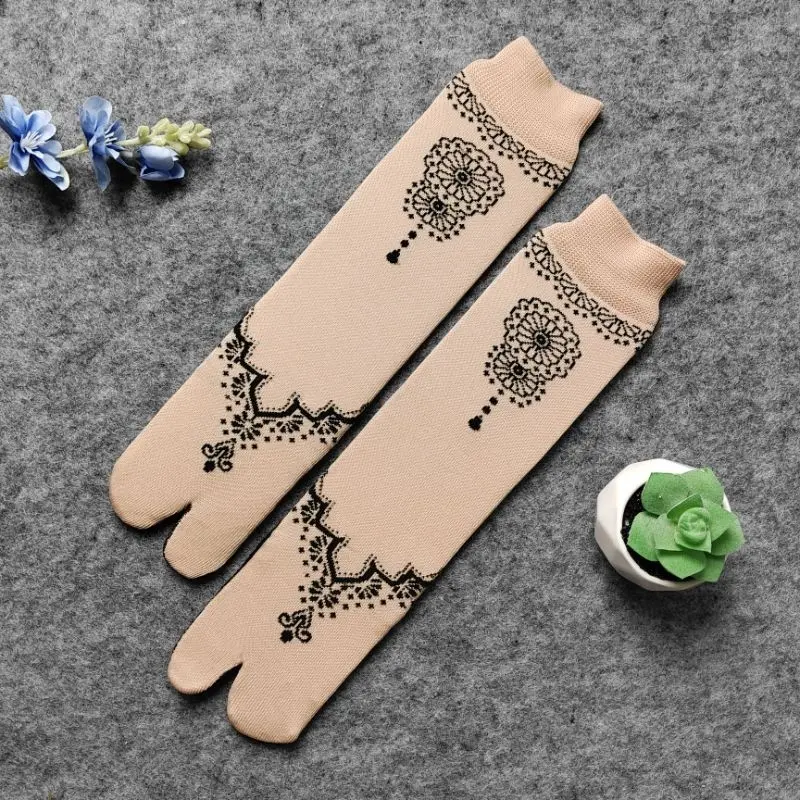 Kaos Kaki Jempol Motif Henna Wanita Muslimah TK Nylon 35-37cm Panjang jari polister spandex nylon sesuai gambar kaus kaki