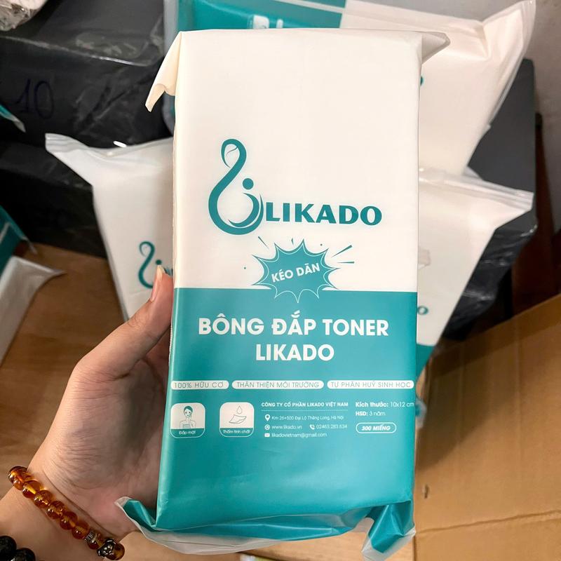  Bông đắp toner lotion mask kéo dãn Likado túi 300 miếng cotton mềm  1 túi  
