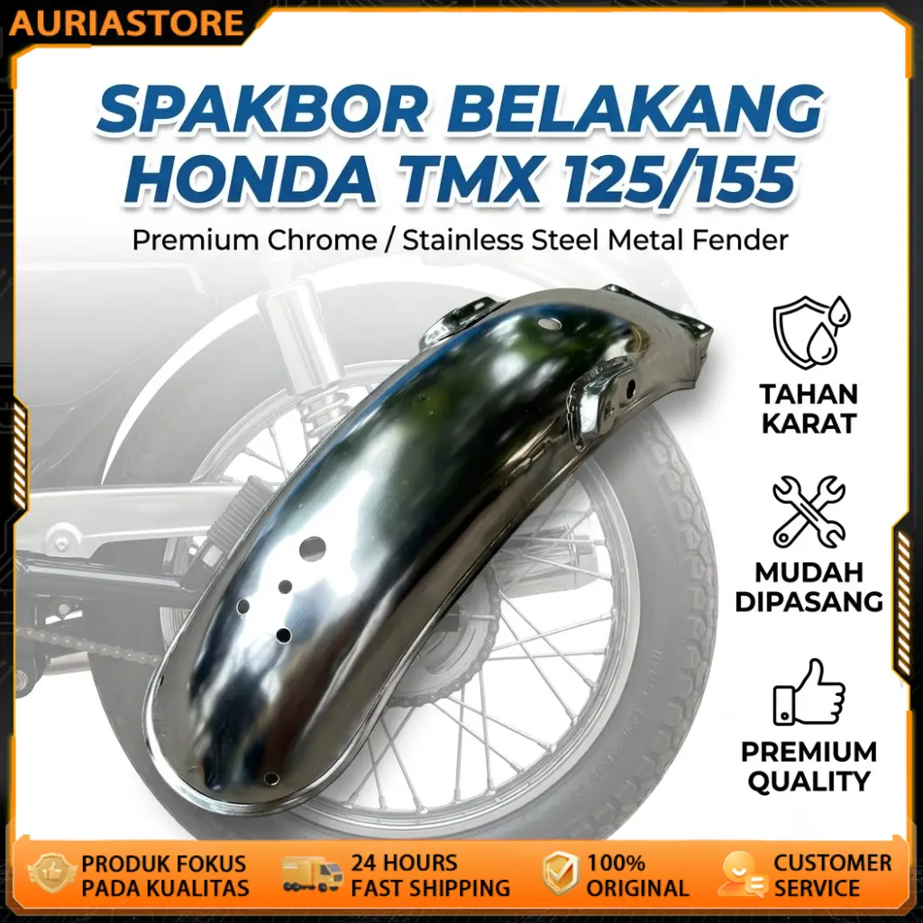 Sepatbor Belakang TMX 125 155 Pemasangan Mudah PNP Chrome Mengkilap Presisi Tinggi Suku Cadang Aksesoris Motor Kualitas Bagus Awet