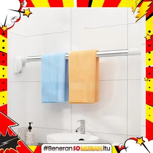 Tiang Gorden Shower Jemuran Baju Gantungan Dinding Fleksible Stainless Steel Adjustable Kokoh Anti Karat