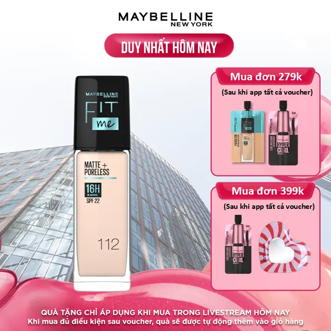 Kem nền mịn nhẹ kiềm dầu Fit Me Maybelline New York Matte Poreless Foundation 30ml