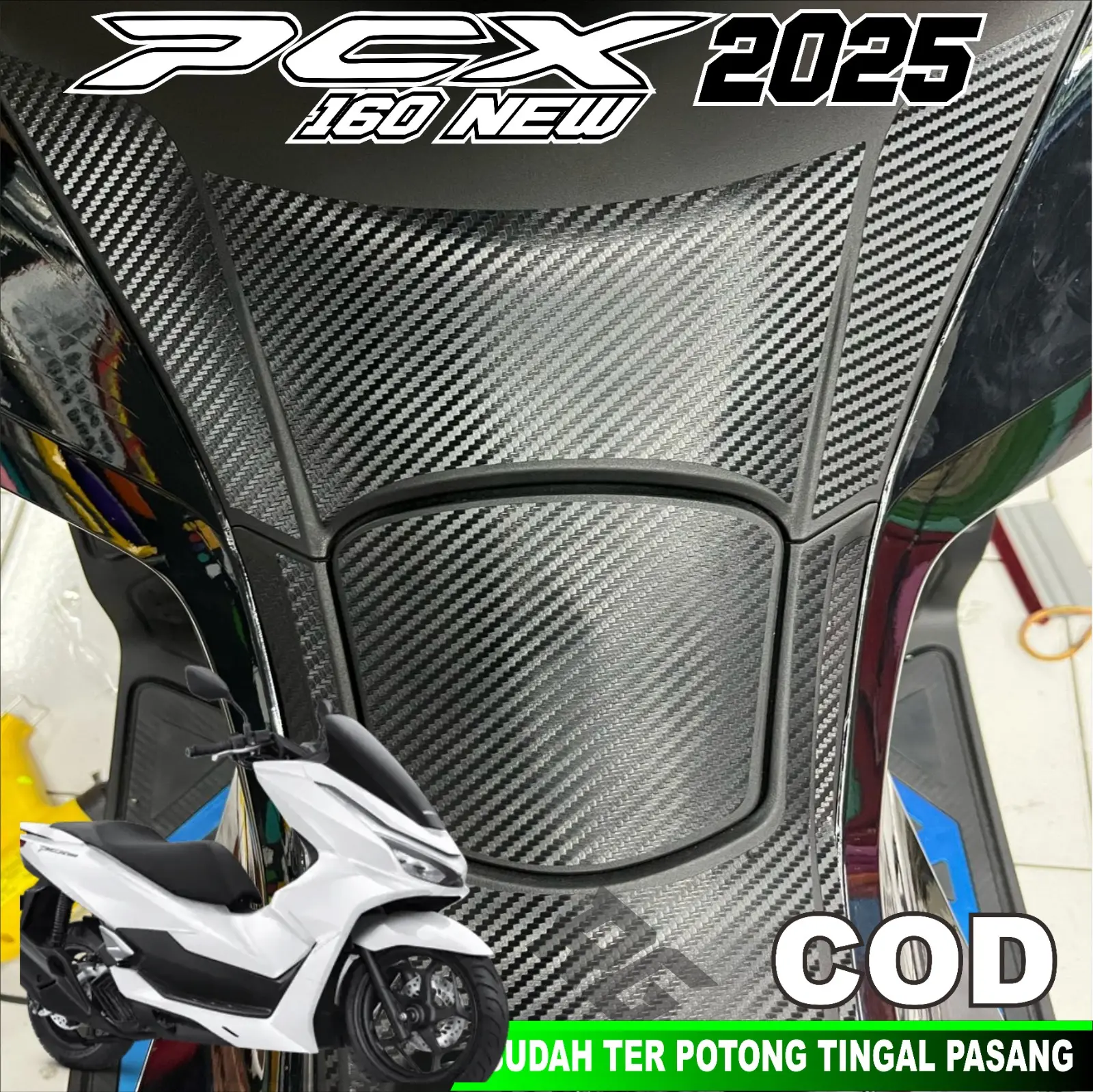 STICKER CARBON 3D DOFF TANKPAD PELINDUNG TANGKI PCX 160 TERBARU 2025 / PCX 160 ROADSYNC 2025