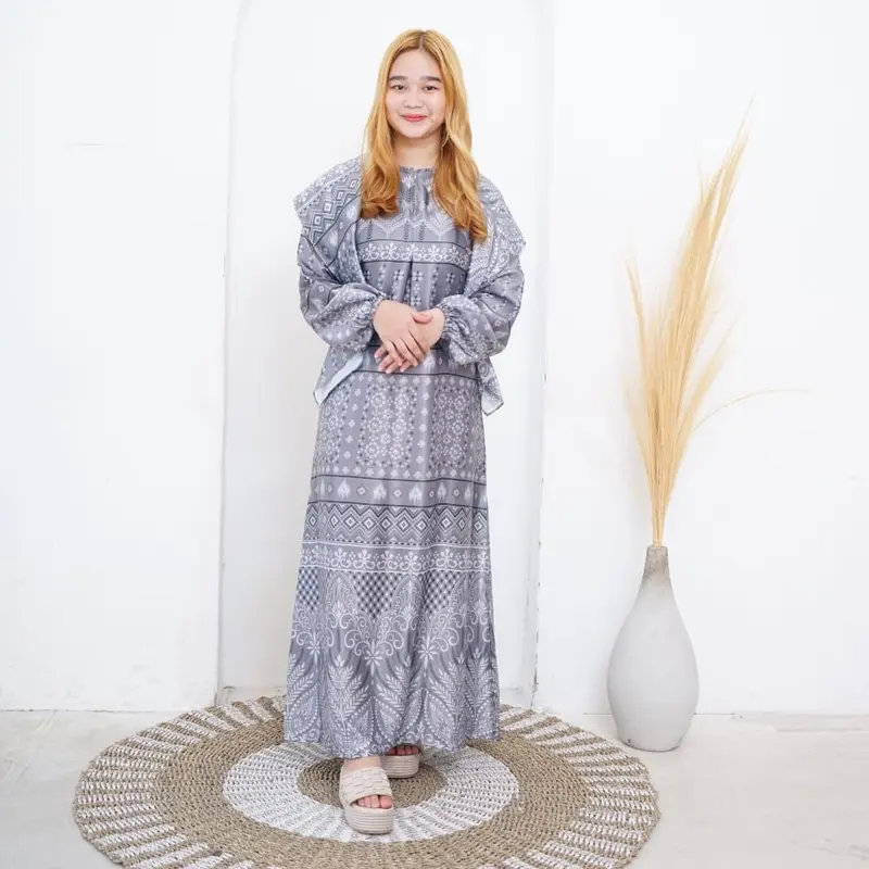 longdress zahra santorini motip busui friendly resleting depan by eriston Muslim Wanita 2
