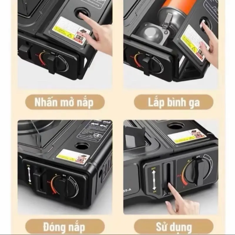 Bếp Gas Mini Du Lịch Thép Không Rỉ Chống Cháy Nổ Chống Gió Hoả Lực Mạnh 5