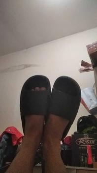 Product Review of Sandal pria slop karet dewasa kekinian murah Sendal slide cowok remaja rumah casual polos empuk EVA Hitam Shoes from D**h 0