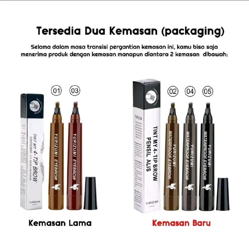 Yurizumi eyebrow pensil alis Tint my 4 tip original waterfood dan tahan lama 1