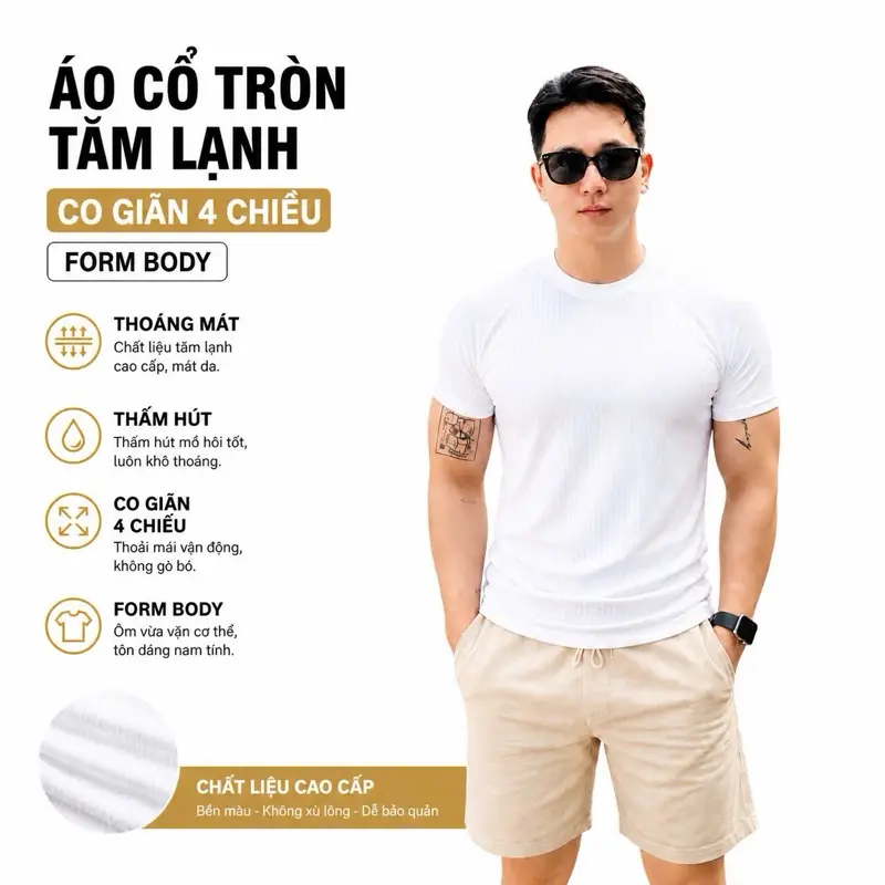 Luzupi Áo Thun Nam Cổ Tròn Ôm Body Co Giãn 4 Chiều Chất Liệu Thun Lạnh Thoáng Mát Phong Cách Trẻ Trung Năng Động Áo Form Đẹp Dễ Phối Đồ Thoáng Mát & Co Giãn 4 Chiều