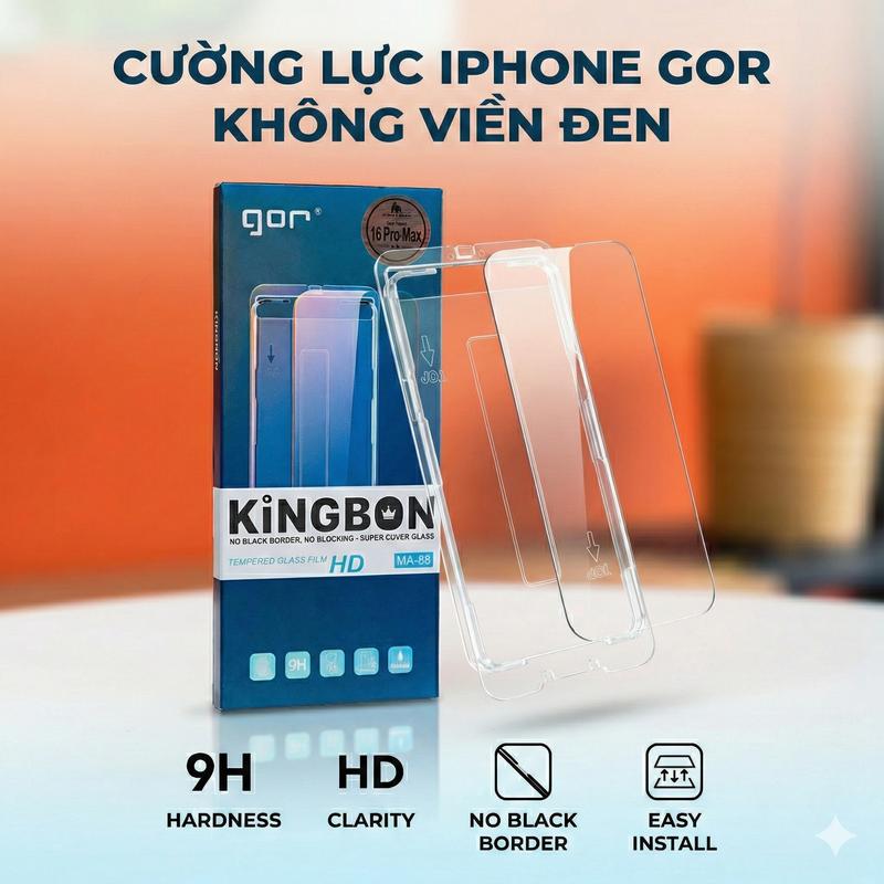 Kính Cường Lực dành cho iPhone Khung Tự Dán GOR, Không Viền, Màng Tự Lấy Bụi,…