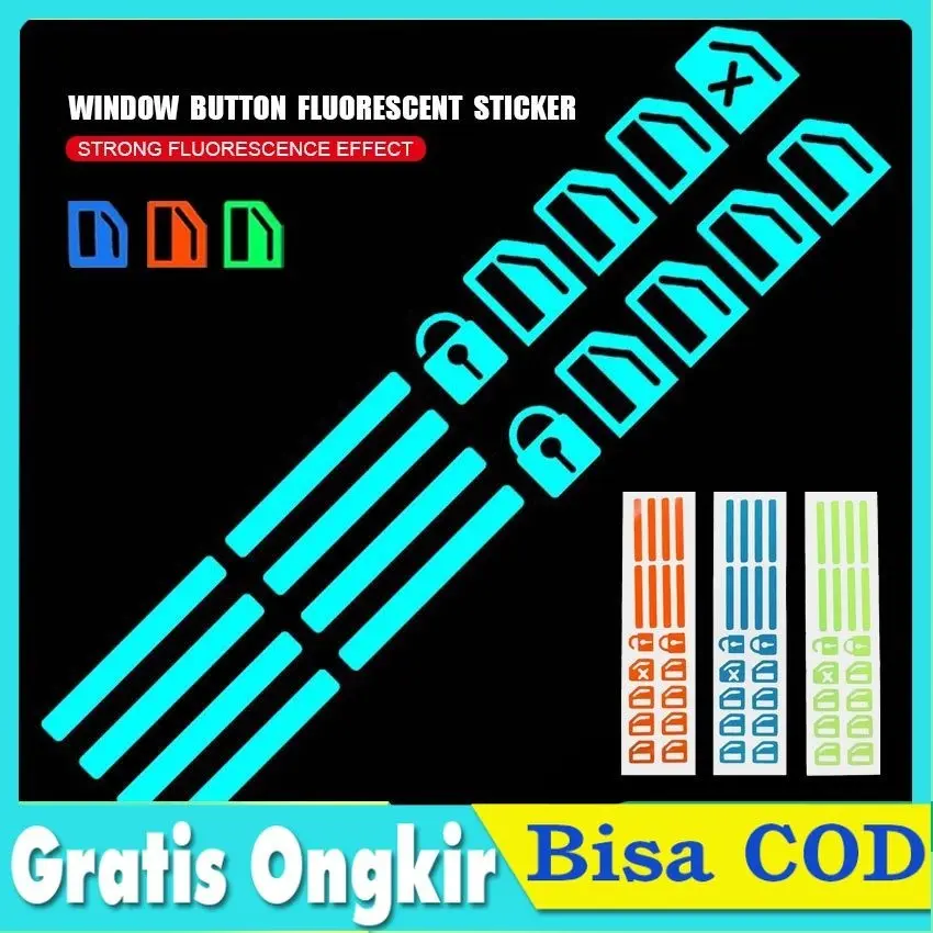 Stiker Tombol Bercahaya Jendela Mobil Warna Pintu Stiker Neon Keselamatan Malam Saklar Stiker Mobil Untuk Mobil Universal