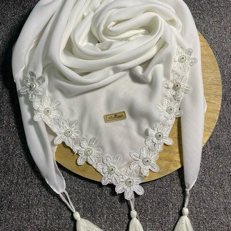 JILBAB SEGIEMPAT BUNGA TASSEL FAULA CLARISSA HIJAB BISA COD