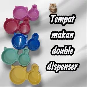 Tempat makan hewan kucing/anjing double dispenser