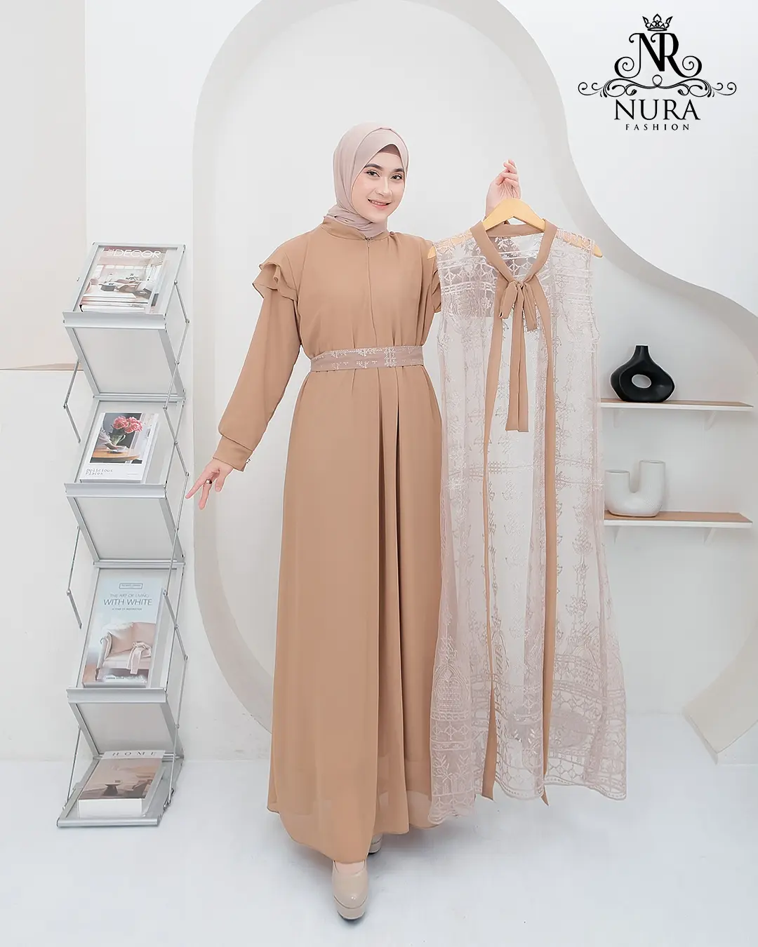 Gamis Brukat Terbaru 2025 | Nashita Dress Ceruty Mewah Nyaman  Kombinasi Brokat | Busui Friendly | Gaun Kondangan