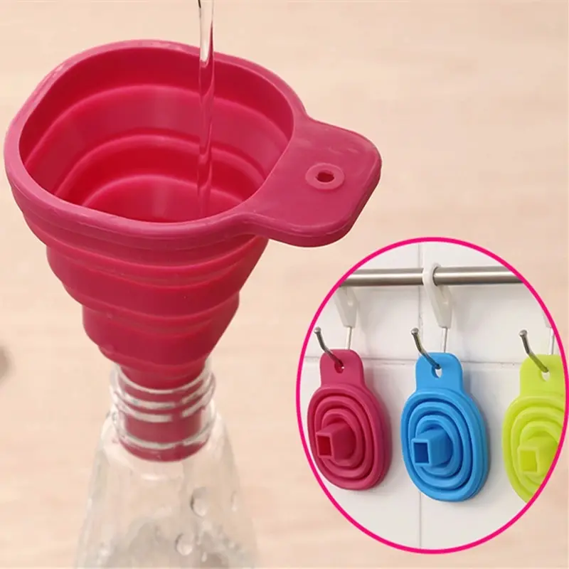 1PC Foldable Funnel Silicone Collapsible Funnel Portable Funnels for Fuel Hopper Collapsible Beer/ Oil Funnels Kitchen Tools OK 1373