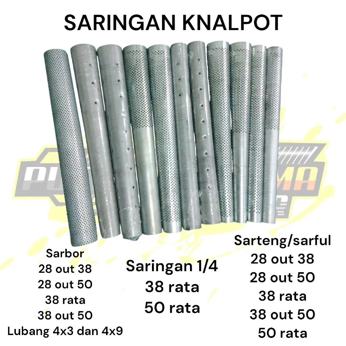 saringan knalpot metic, sarteng sarful, sarbor, 1/4 panjang 40cm Motorcycle Tabung