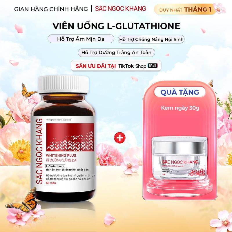  Viên Uống Hỗ Trợ Dưỡng Sáng Da GLUTATHIONE Whitening Plus SẮC NGỌC KHANG - 60 viên hộp 