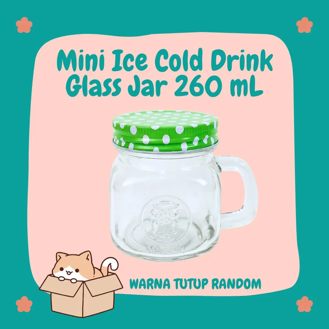 Mini Ice Cold Drink Glass Jar 250 mL | Drinking Jar Mini Kaca