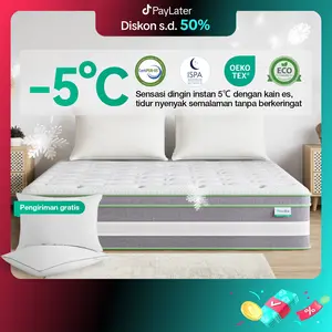 Novilla kasur IceMint empuk tebal 25cm Springbed single lantai anti lembab mattress in a box Free bantal