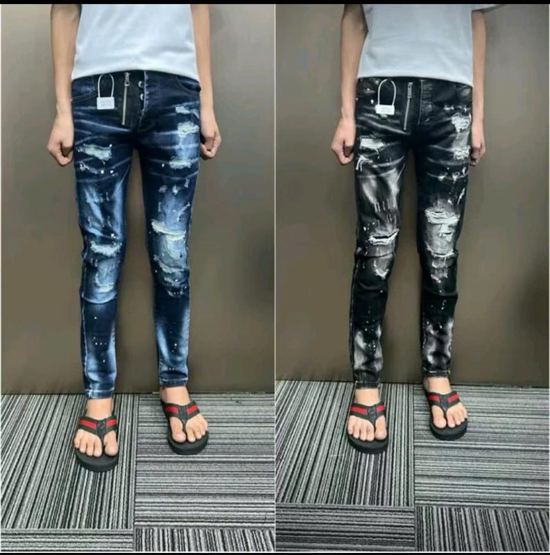 Quần jean đê quy nam đen - xanh mix khóa lệch 4 cúc vảy sơn chất vải co dãn dày dặn form skynny ôm gọn mẫu mới jeans dsq