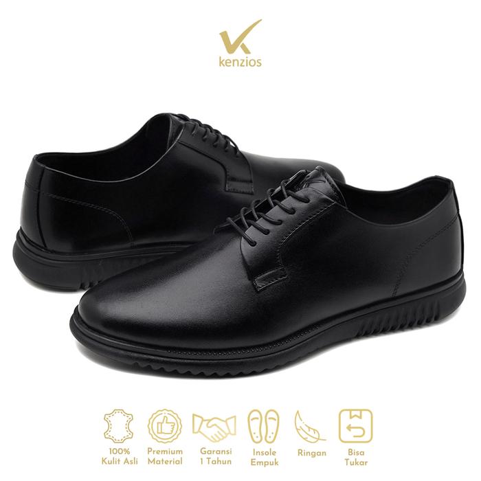 Gambar Kenzios Plato Black Series Sepatu Formal Pria Kulit Asli dari Kenzios Shoes Kota Bandung Tokopedia