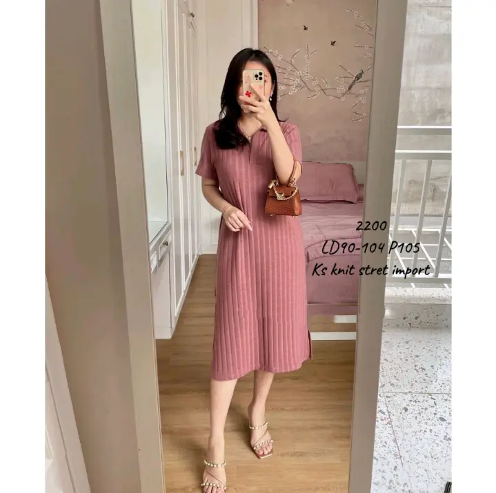 DRESS KNIT MATILDA KERAH MODEL KOREAN -DRESS WANITA REMAJA DEWASA JUMBO 3