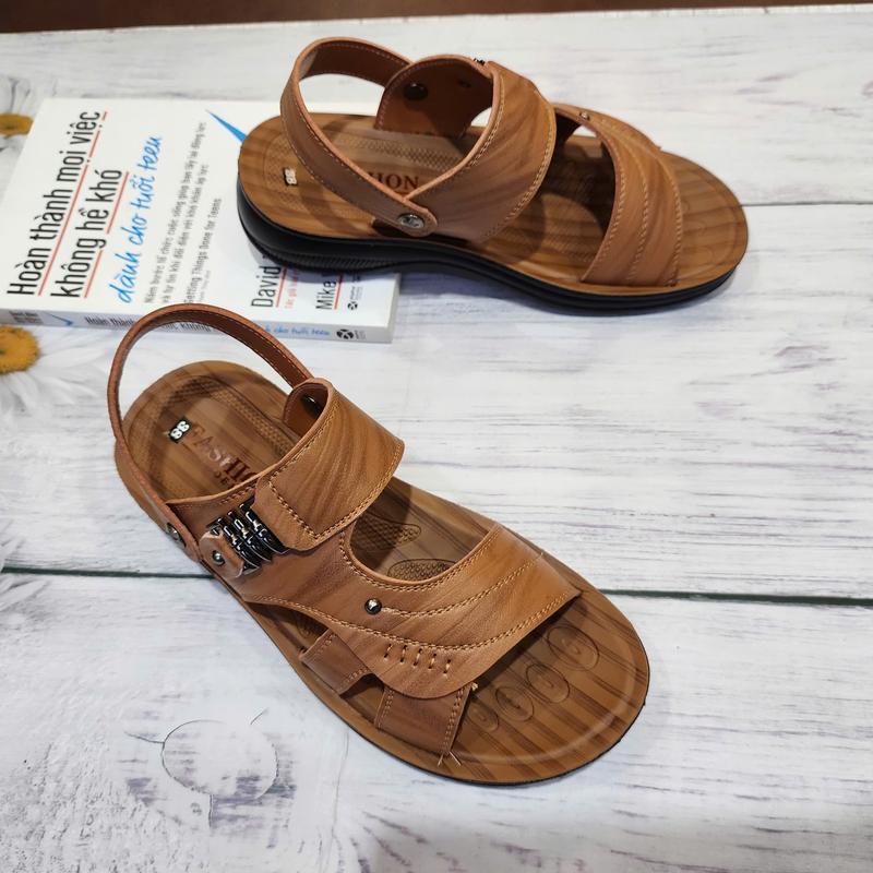  Dép Da Nam Cao Cấp Tăng Chiều Cao 3cm khâu 2 đường chỉ toàn bộ Dép Quái Hậu Đế Cao Su Đúc Nguyên Khối Cao Cấp. Mã Dép Khâu 