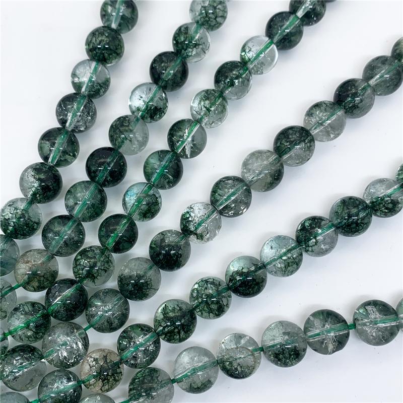 Product Introduction of Green Phantom Crystal Beads 6-12mm Round Natural Loose Stone Bead Diy Necklace 24