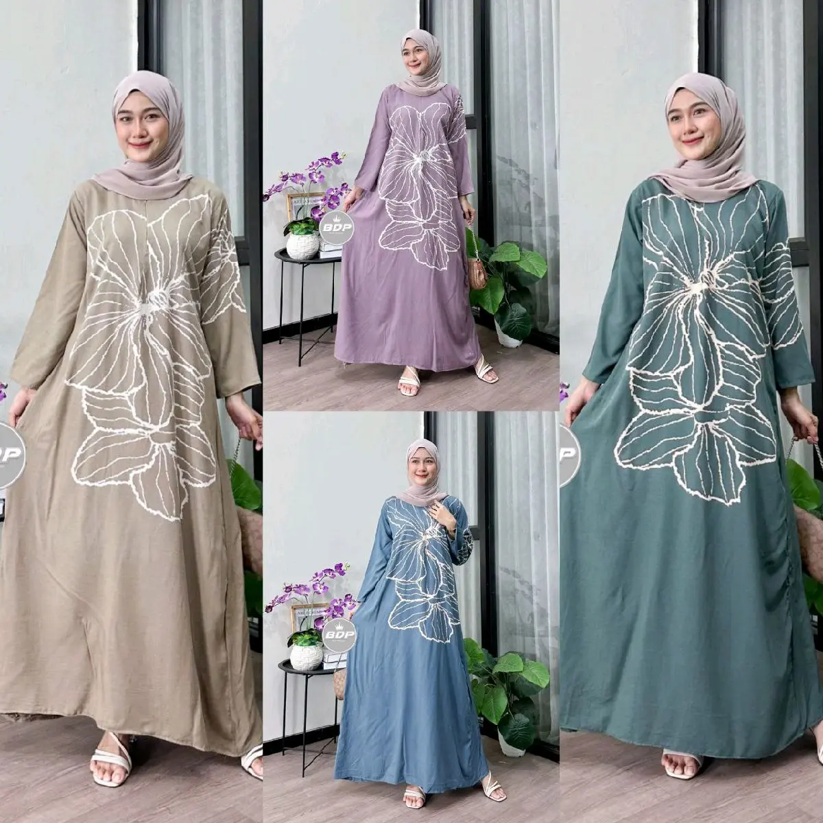 Dress Rayon Bunga Wanita Busui Panjang Model Terbaru