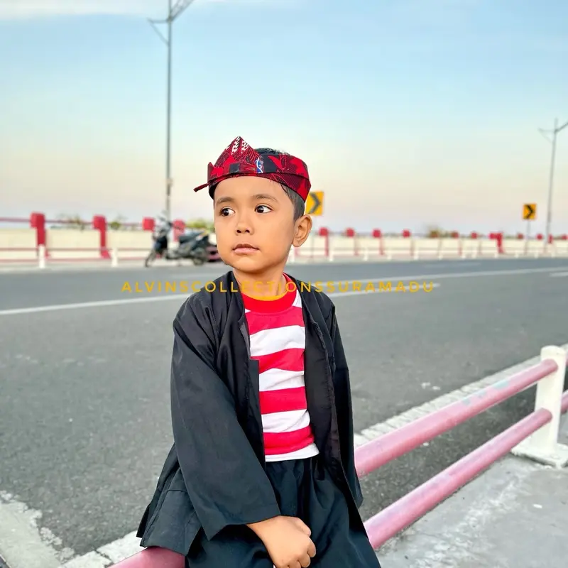 BAJU ADAT PAK SAKERA MADURA / SAKERA MADURA / BAJU SAKERA ANAK / size BAYI, BATITA , BATITA , TK, dan SD (Paket komplit satu set) Fashion Celana Hitam Blazer 1