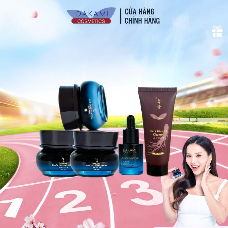 [Combo Nâng cao] Combo Dưỡng Da 3 Kem Dakami Black Ginseng -Tặng 1 Serum & 1 Sữa Rửa mặt - Hỗ Trợ Làm Sáng Da, Hỗ Trợ Mờ Thâm, Sạm, Nám, Tàn Nhang, Hỗ Trợ Phục Hồi, Giảm Lão Hoá Da [30G] Serum Skincare, Massage,Sạch Sâu