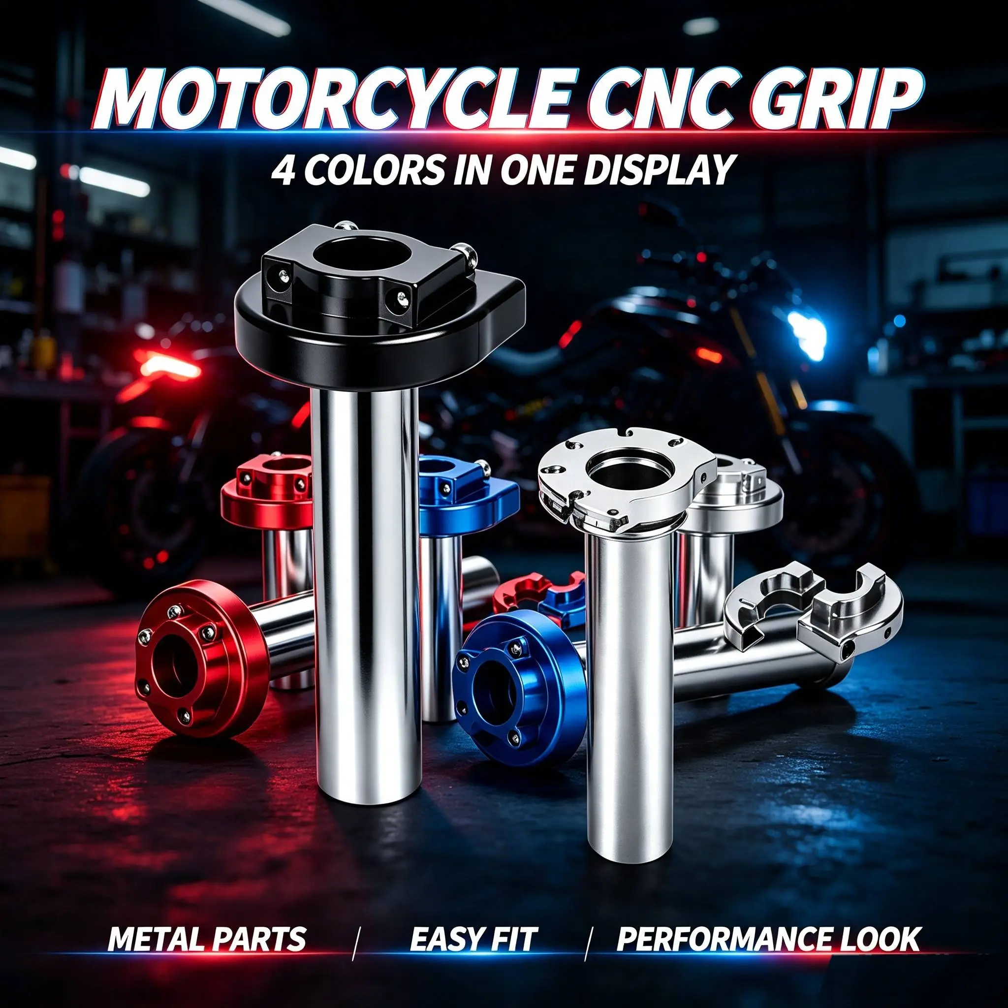 Throttle Grip Gas CNC Universal Untuk Semua Jenis Motor Pegangan Gas Aluminium Presisi Modifikasi Motor Warna Hitam Silver Merah Biru