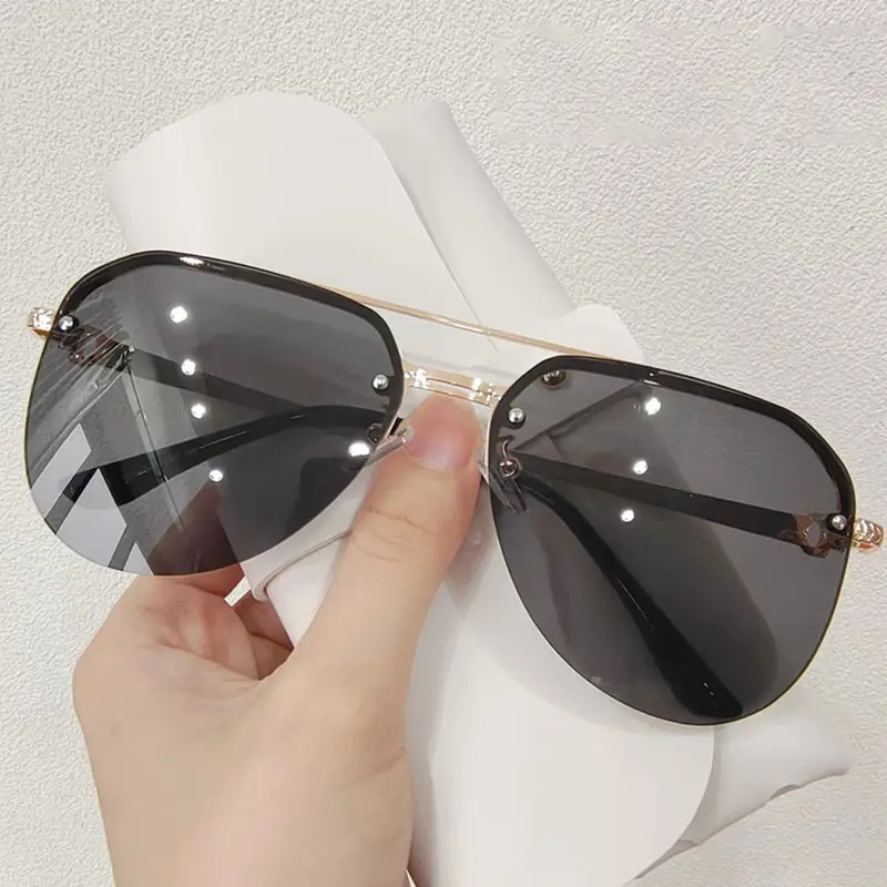 Kính Râm Thời Trang Hàn Quốc, Phong Cách BREEZES, Dành Cho Phụ Nữ Và Nam Giới, Thích Hợp Cho Các Hoạt Động Mùa Hè, Đi Biển Và Đi Xe Máy, Gọng Kim Loại, Gọng Nửa, Kính Chống Nắng, Gọng Lớn 7