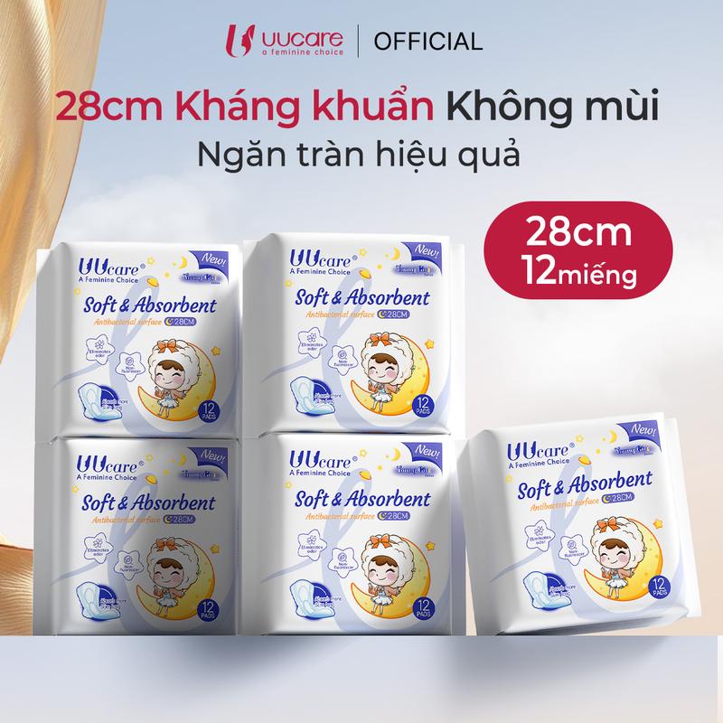 [Combo 5 Gói] Băng Vệ Sinh UUcare Young Girl – Kháng Khuẩn, 28cm, 12 Miếng | Siêu Thấm, Khử Mùi, Không Mùi, An Toàn Cho Phái Nữ (Giao Hàng Đóng Gói Kín Đáo)